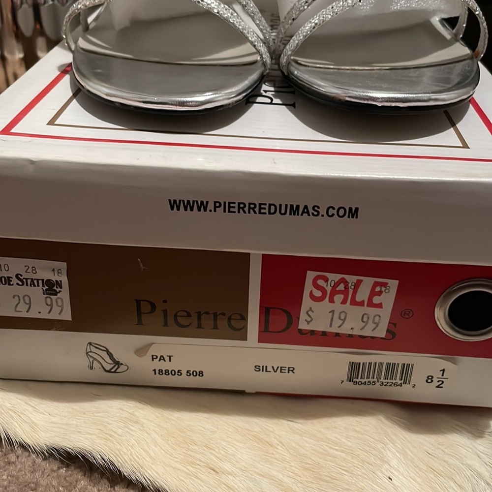 👠New Vintage Pierre Dumas Silver Sparkle Strappy Heels - Picture 8 of 11